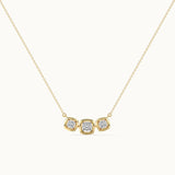 Three Stone Solitaire Necklace, 14K Gold Vermeil, 1 ct Lab Grown Diamond-2