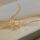 Three Stone Solitaire Necklace, 14K Gold Vermeil, 1 ct Lab Grown Diamond-5