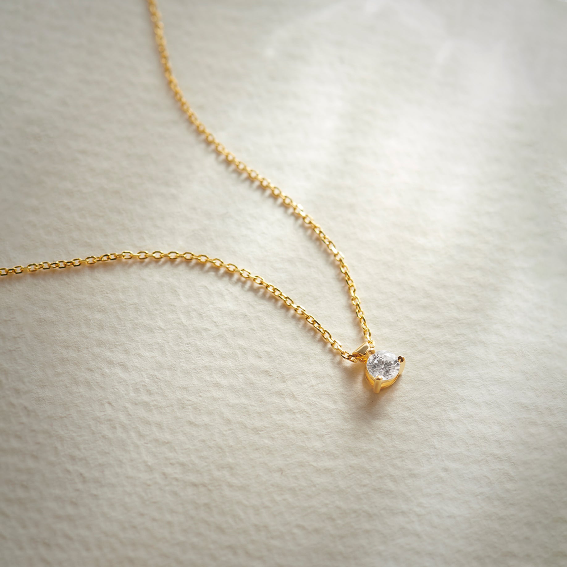 Round Solitaire Necklace, 14K Gold Vermeil, 1/4 ct Lab Grown Diamond-1