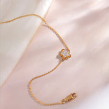 Petite Flower Bracelet, 14K Solid Gold, 1/4 ct Lab Grown Diamond-1