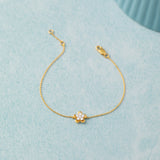 Petite Flower Bracelet, 14K Gold Vermeil, 1/4 ct Lab Grown Diamond-5