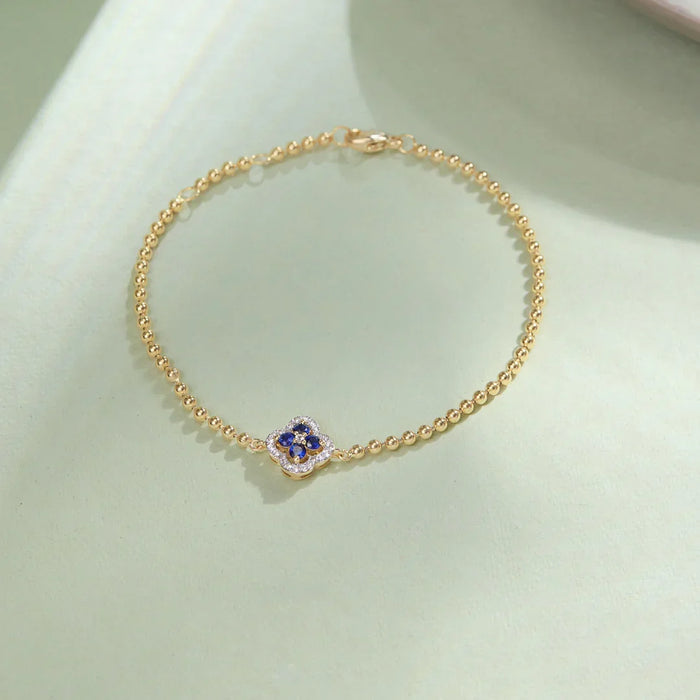Sapphire Clover Chain Bracelet