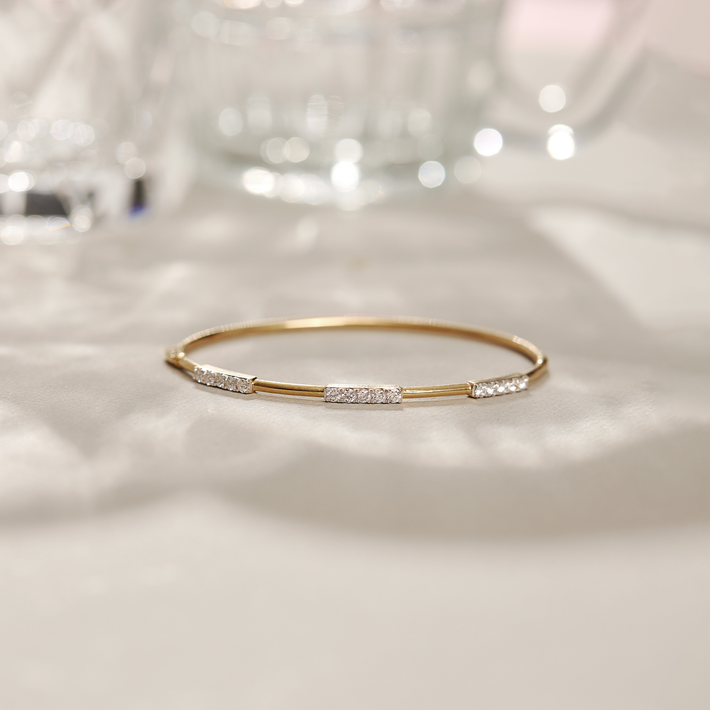 Line Diamond Oval Bracelet, 14K Solid Gold, 5/8 ct Lab Grown Diamond-1
