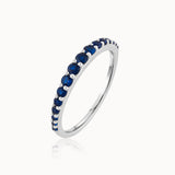 Created Blue Sapphire Stackable Band, 14K Solid Gold-3