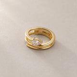 Pear Diamond Coil Pinky Ring