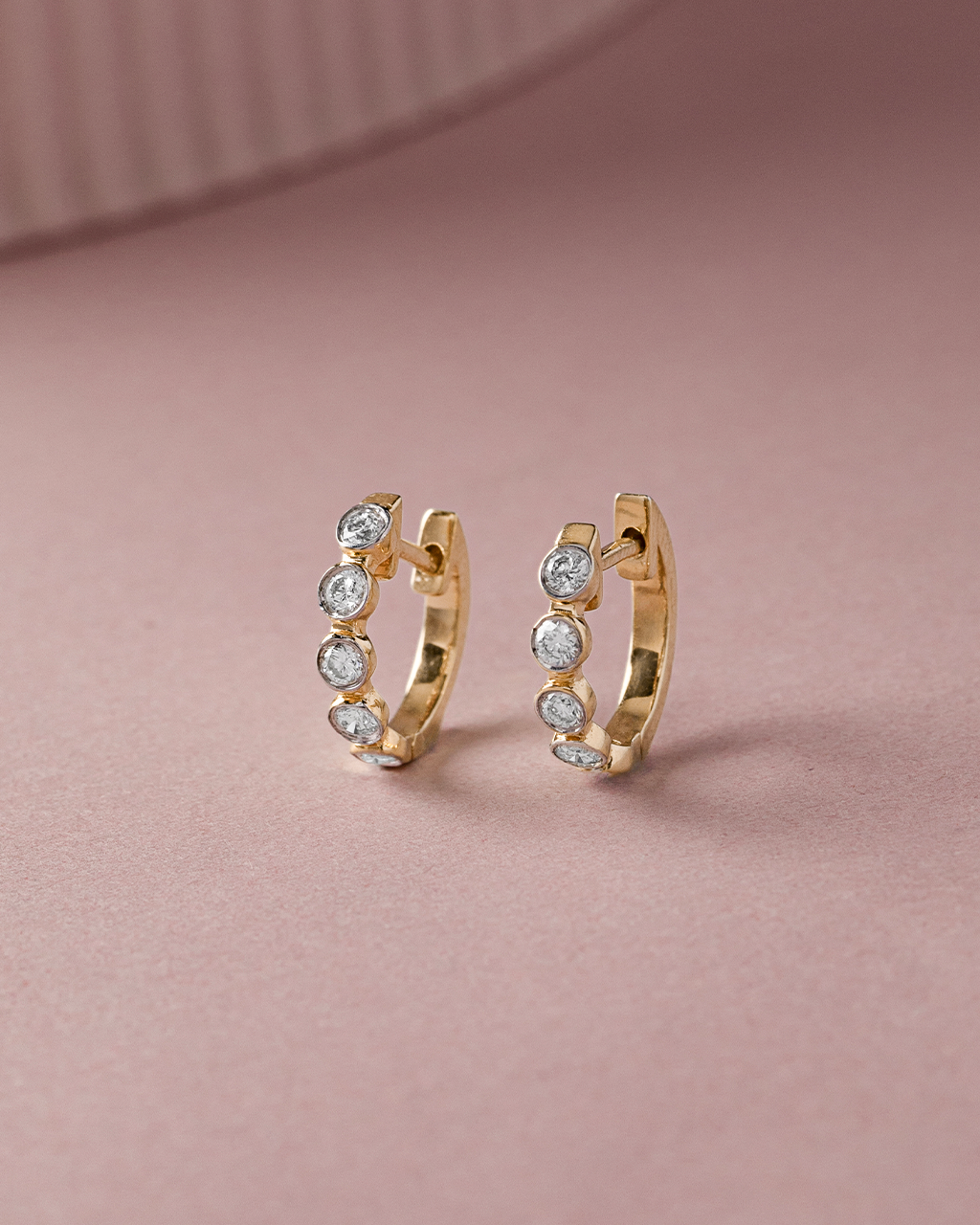 Bezel Set Diamond Hoops, 14K Gold Vermeil, 1/3 ct Lab Grown Diamond-5