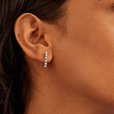 Linear Diamond Hoops, 14K Gold Vermeil, 1/2 ct Lab Grown Diamond-2