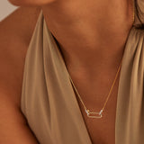 Interlocking Paperclip Diamond Necklace, 14K Gold Vermeil, 1/10 ct Lab Grown Diamond-4