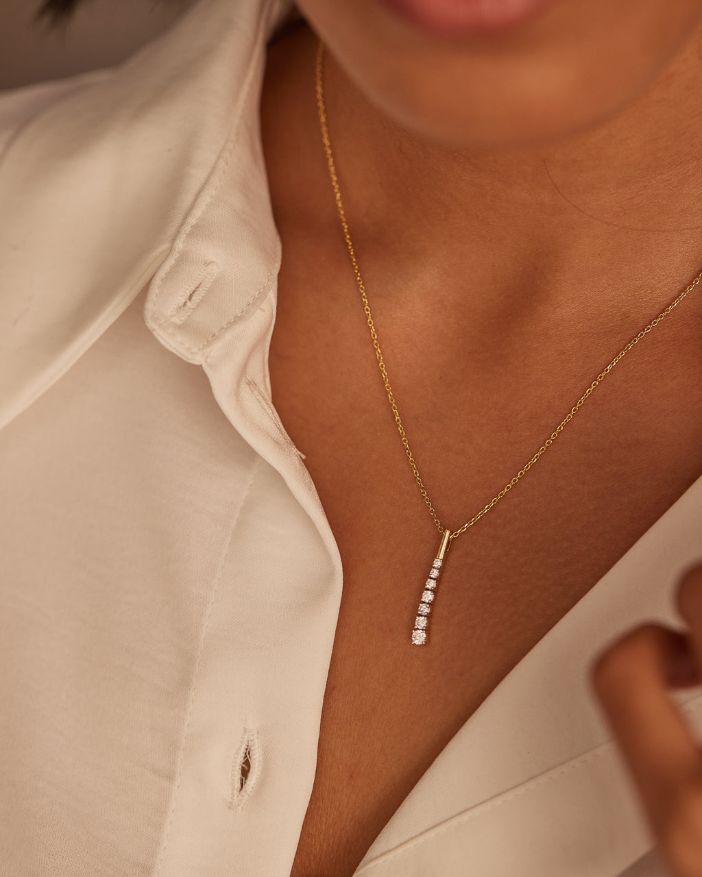 Journey Bar Diamond Necklace, 14K Gold Vermeil, 1/3 ct Lab Grown Diamond-2