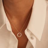 Circle Halo Diamond Necklace