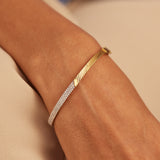 Angled Pave Diamond Oval Bracelet, 14K Gold Vermeil, 3/4 ct Lab Grown Diamond-2