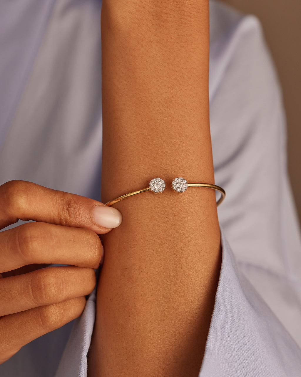 Flexible Diamond Oval Bracelet, 14K Gold Vermeil, 3/4 ct Lab Grown Diamond-2