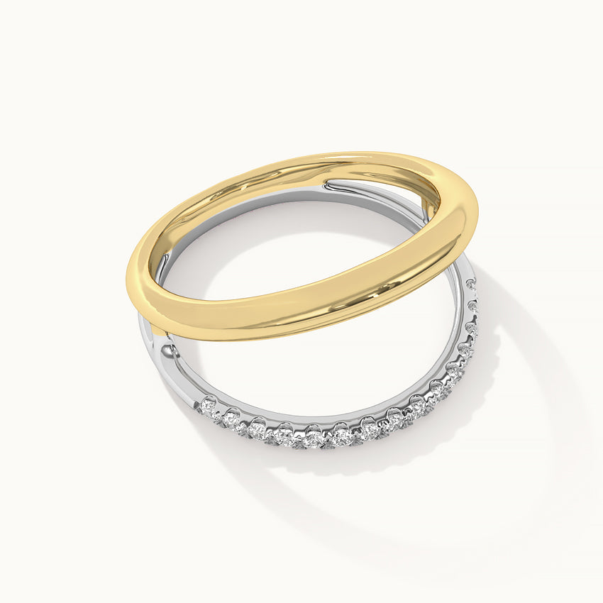Wide Two-Tone Band, 14K Gold Vermeil, 1/4 ct Lab Grown Diamond-8