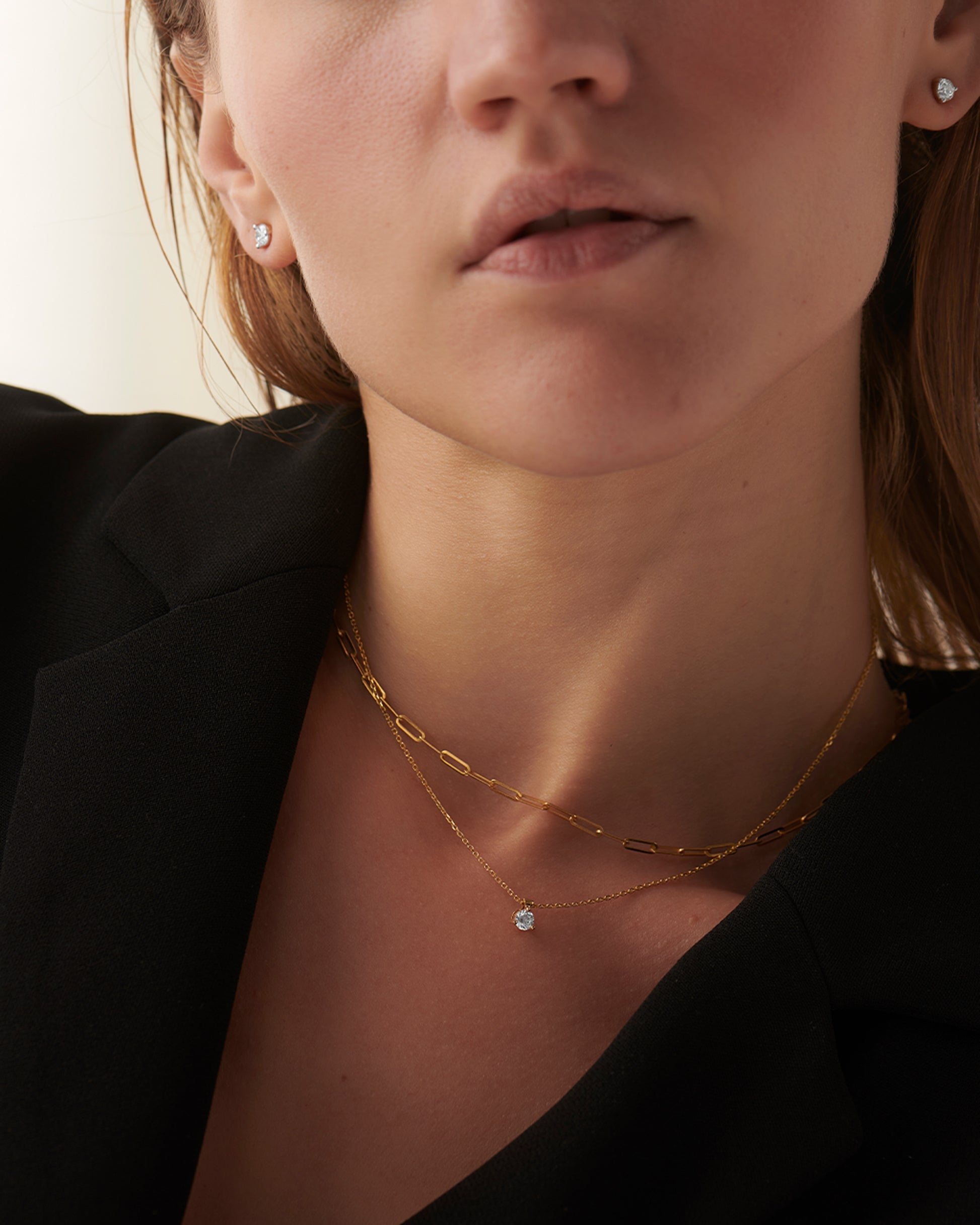 Round Solitaire Necklace, 14K Gold Vermeil, 1/4 ct Lab Grown Diamond-2