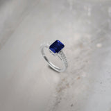 Created Sapphire & Diamond Ring, Sterling Silver, 1/4 ct Lab Grown Diamond-6