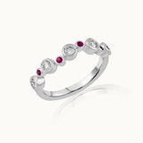 Created Ruby Scattered Diamond Band, Sterling Silver, 3/8 ct Lab Grown Diamond-3