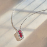 Created Ruby Paperclip Necklace, Sterling Silver, 1/5 ct Lab Grown Diamond-8