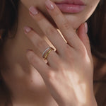 Wide Two-Tone Band, 14K Gold Vermeil, 1/4 ct Lab Grown Diamond-3
