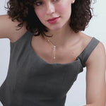 Teardrop Diamond Lariat Necklace, 14K Gold Vermeil, 1/3 ct Lab Grown Diamond-4